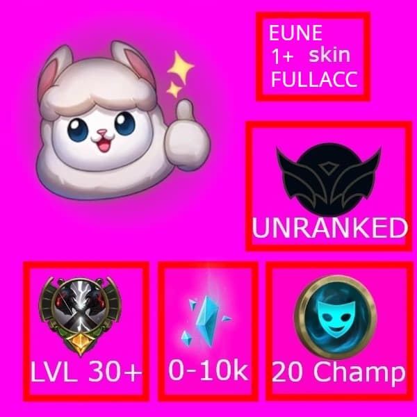 Full Access League of Legends LOL Account Handmade EUNE Inactive Level 30 + 1 + Skins