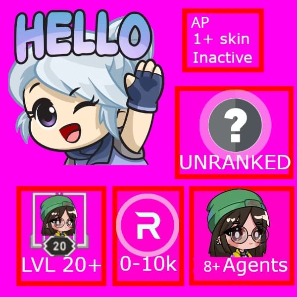 Valorant Account Ranked Ready Handmade AP Inactive  Skins 1+  Agents 8+[MAIL LOST]