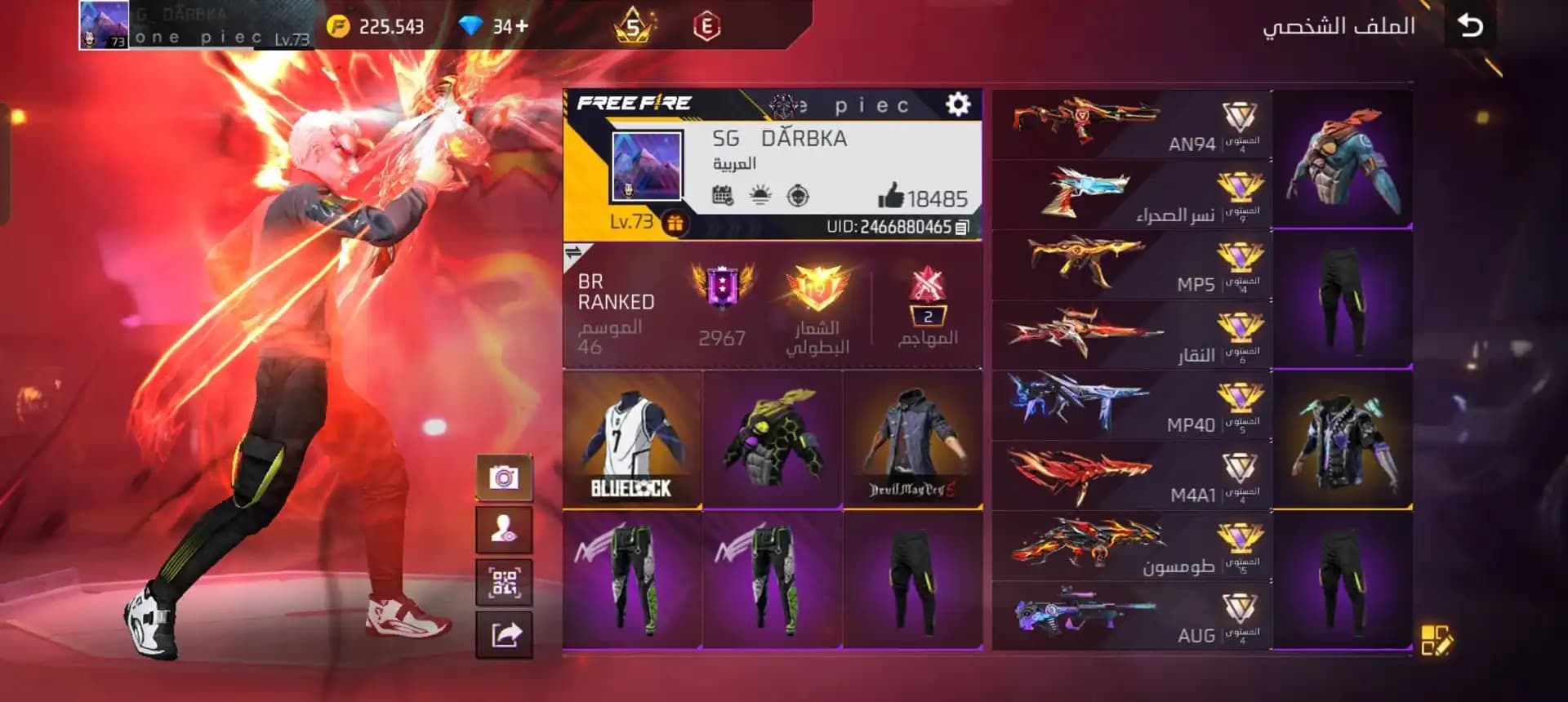 Free Fire Account – DARBKA | Level 73 | 18K+ Likes | Evo Guns | Rare Bundles & Outfits 🔥   