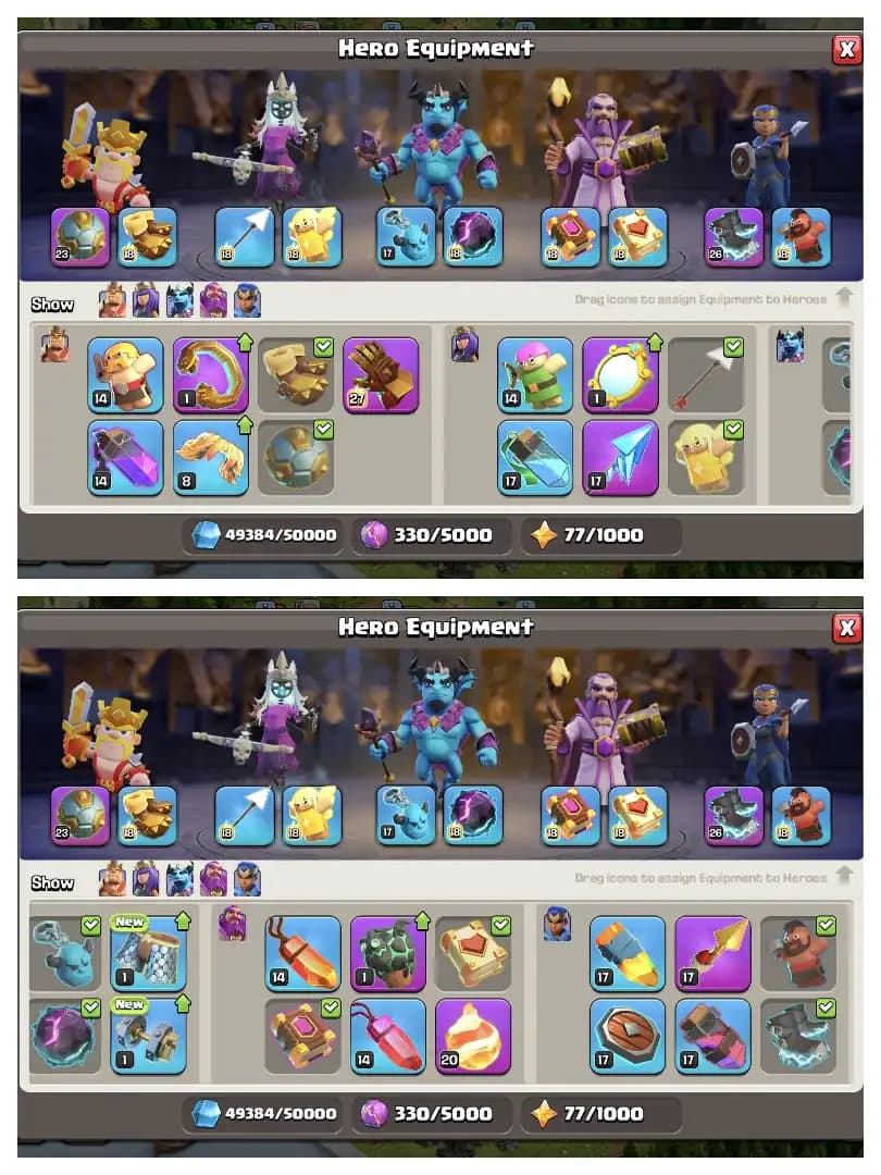 HEROS 100-100-75-75-50 🔥  TH 17 MAX ACCOUNT ✔️ HIGH EPIC EQUIPMENT 🔥 MAX DEF ✔️ HIGH LAB+WALL ⚡ EVERY SIDE HIGH 🔥 BEST OFFER