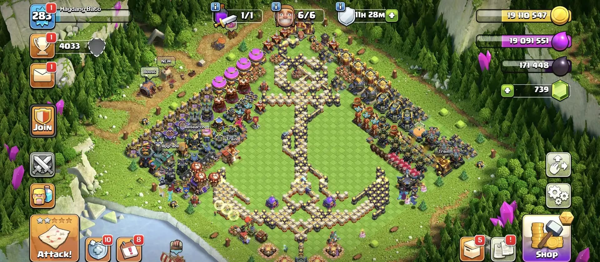 HIGH XP-283 🔥 TH 17 MAX 🔥 HEROS 100-100-77-75-50 ✔️ HIGH DEF+LAB 🔥 WALL ALSO HIGH 👌 EVERY SIDE HIGH ✔️ SUPER ACCOUNT ✔️ BEST OFFER