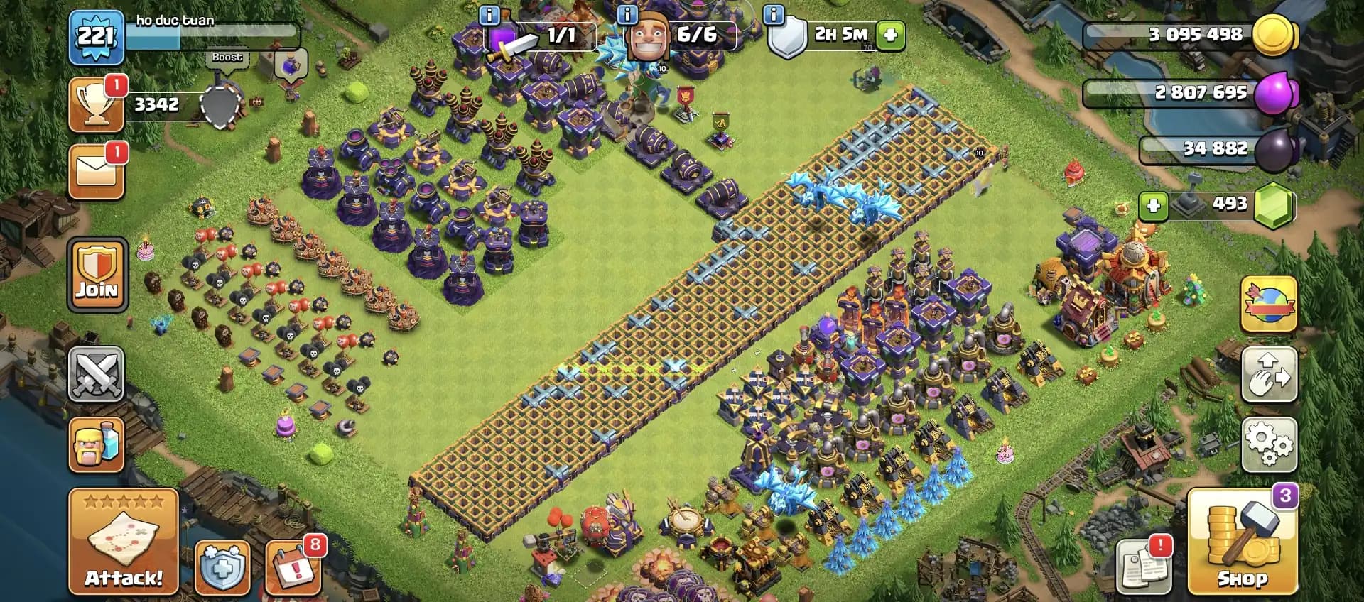 AMAZING OFFER ✔️ TH 16 SUPER QUALITY ACCOUNT 🔥 XP-221 ✔️ HIGH DEF+WALL 🔥 HERO 67-70-50-50-30 👌 EVERY SIDE SUPER ✔️ BEST OFFER