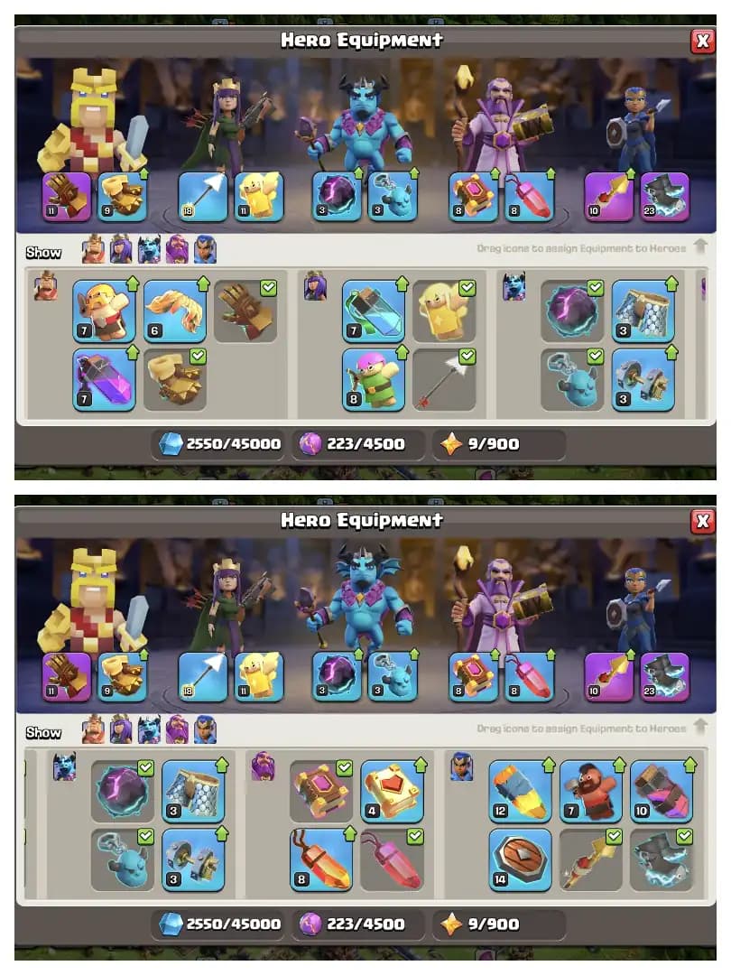 AMAZING OFFER ✔️ TH 17 GOOD QUALITY ACCOUNT 🚀 HEROS 49-49-40-34-28 🔥 6 BUILDER 👌 EPIC EQUIPMENT ✔️ HEROS SKIN 🔥 EVERY SIDE PERFECT 👌 BEST OFFER