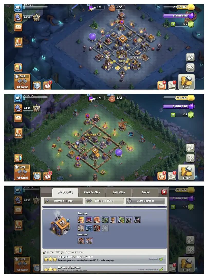 AMAZING OFFER ✔️ TH 17 GOOD QUALITY ACCOUNT 🚀 HEROS 49-49-40-34-28 🔥 6 BUILDER 👌 EPIC EQUIPMENT ✔️ HEROS SKIN 🔥 EVERY SIDE PERFECT 👌 BEST OFFER