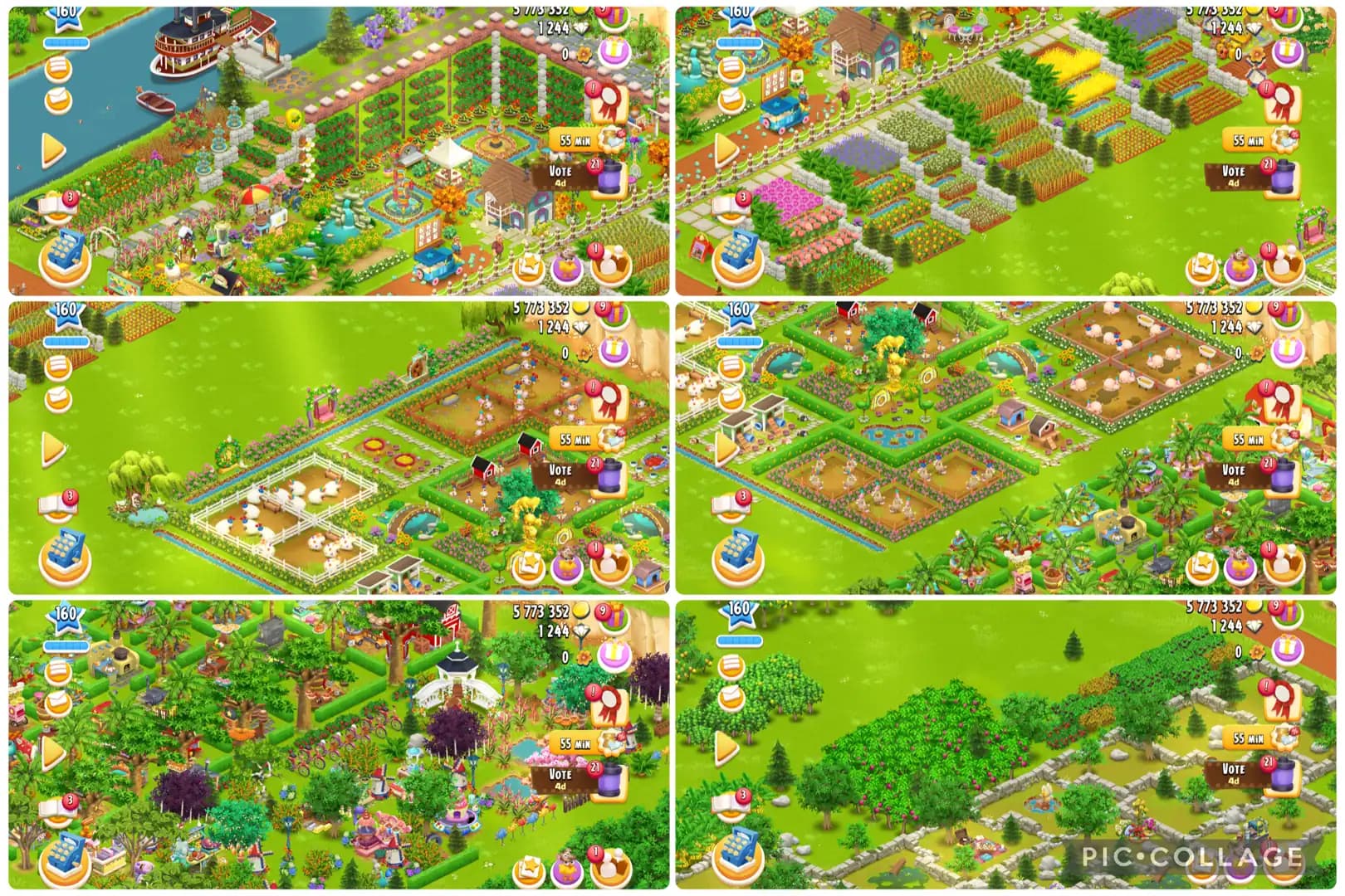 Incredible Farm-Highly Decorated-Level[160]-Town Animal[33x]-Land Open 90%-Barn Storage[4350]-Silo Storage[3800]-Gems[1244]