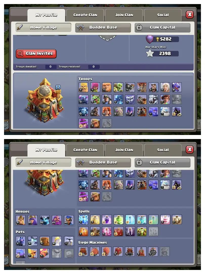 BEST OFFER ✔️ TH 16 MAX ACCOUNT 🔥 HEROS 91-90-60-65-40 🫶 EPIC EQUIPMENT ✔️ HIGH DEF+LAB 🫶 GOOD COLLECTION 🔥 EVERY SIDE AWASOME ⚡ BEST OFFER
