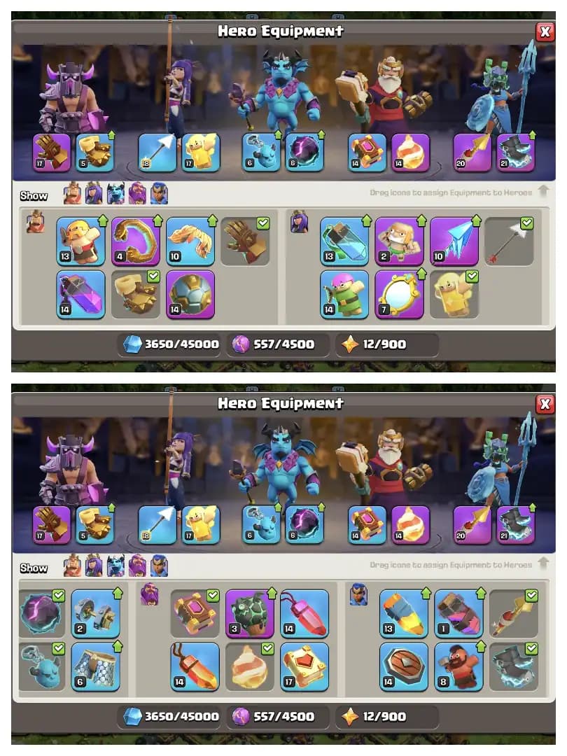 Purple+Golden Wall 😱 Super Level Epic Equipment ✔️ Th 15 Perfect Account 🔥 Heros 80-80-61-55-32 🚀 Heros Skin 🚀 High Def+Lab ✔️ Perfect Deal