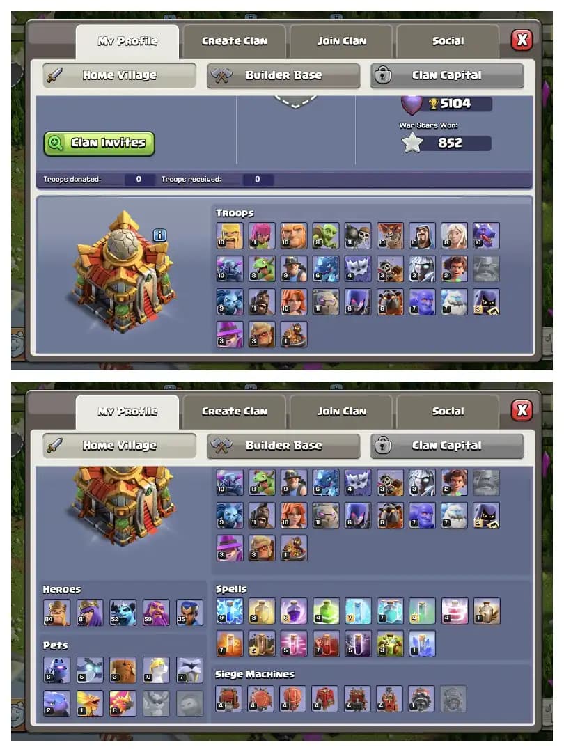 Super Offer 😱 Th 16 Super Account 🚀 Purple+Golden Wall ✔️ High Epic Equipment 🔥 Heros 84-81-52-59-35 🚀 Good Collection ✔️ Every Side Perfect 🚀 Best Offer