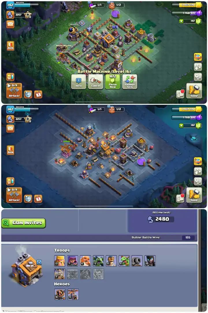 Great Value Th17-Blue Walls-Hero[57-60-40-41-14]-142xp-5xEpic Equipment[Gg18-Gg14-Fa18-Fb11-Rs14]-Perfect for new player