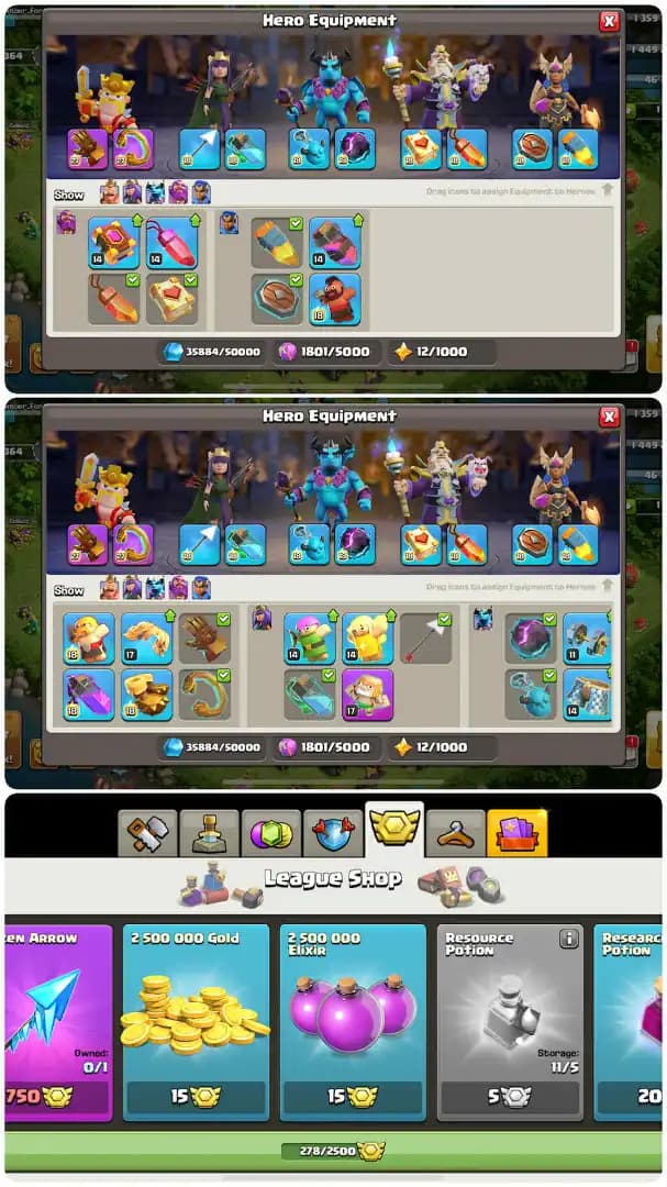 Th17-Hero[95-95-63-70-38]-Golden!Purple Walls-Defence Good-14xEquipment Max-21xHeroSkin-Medal[278].