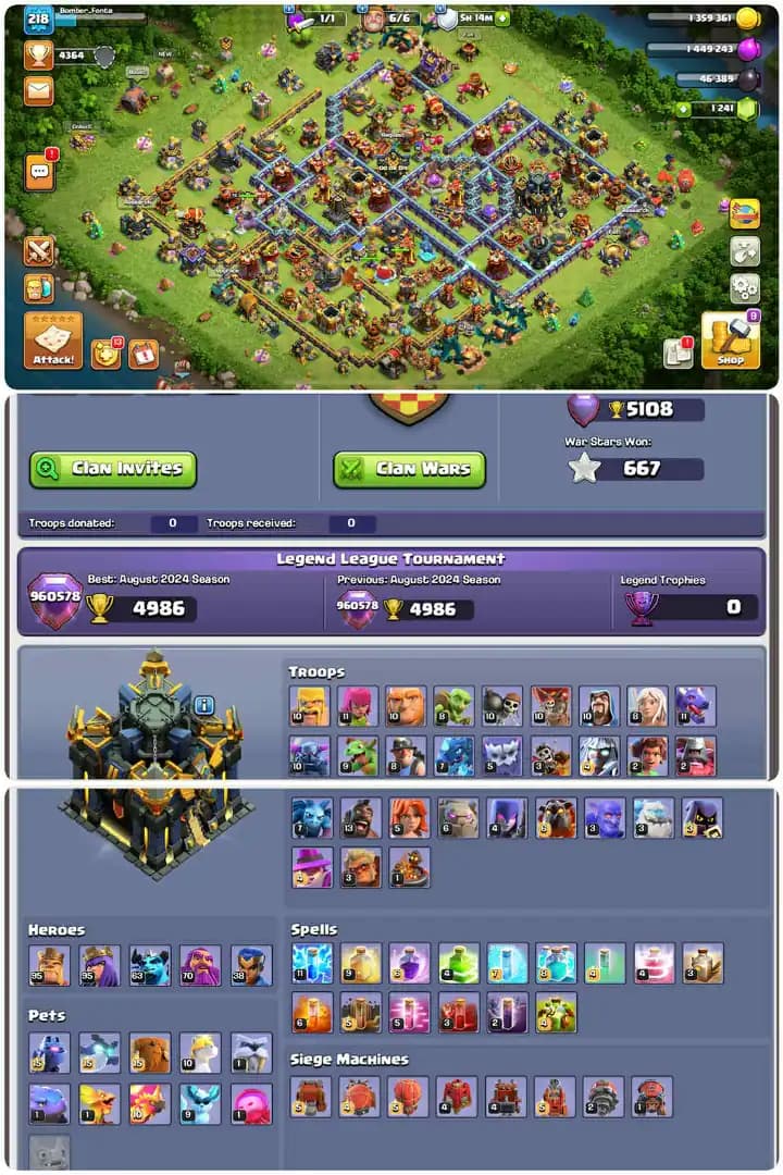 Th17-Hero[95-95-63-70-38]-Golden!Purple Walls-Defence Good-14xEquipment Max-21xHeroSkin-Medal[278].