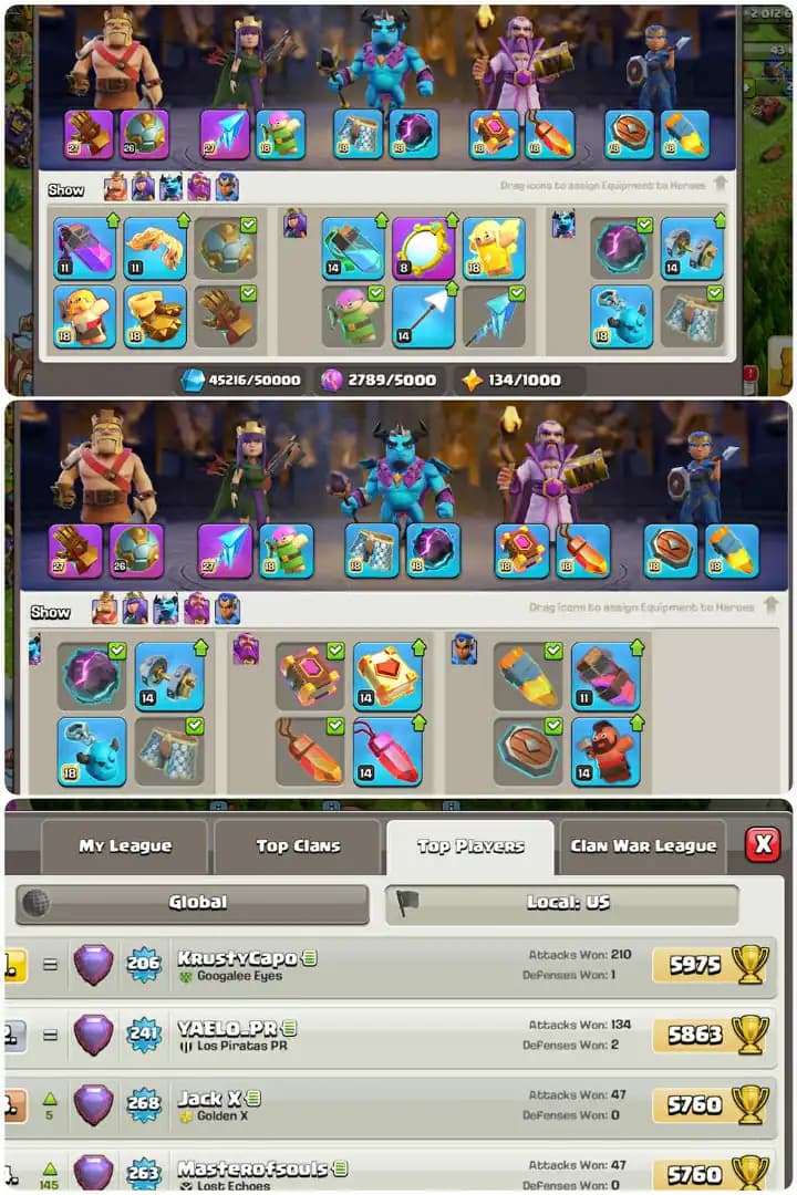 Us!United States Local Th16-Defence Full Max-Hero[70-62-65-65-35]-Purple Walls-14xEquipment Max[Gg27-Sb26-Fa27]-Xp[234].