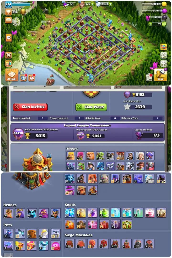 Us!United States Local Th16-Defence Full Max-Hero[70-62-65-65-35]-Purple Walls-14xEquipment Max[Gg27-Sb26-Fa27]-Xp[234].