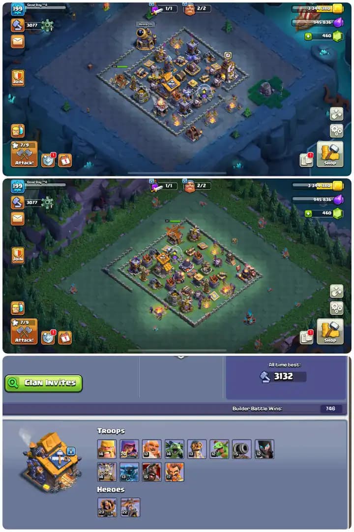 Premium Th17-Core Defence Max-Troops Almost Max-Hero[65-84-50-51-31]-3xEpic Equipment Max[Gg27-Fa27-Fb26-Eb11]-Xp[199].