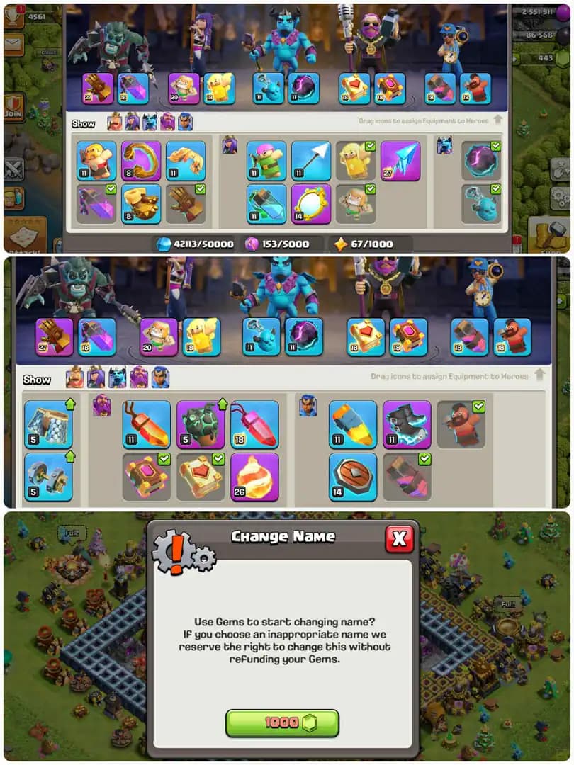 Premium Th17-Core Defence Max-Troops Almost Max-Hero[65-84-50-51-31]-3xEpic Equipment Max[Gg27-Fa27-Fb26-Eb11]-Xp[199].