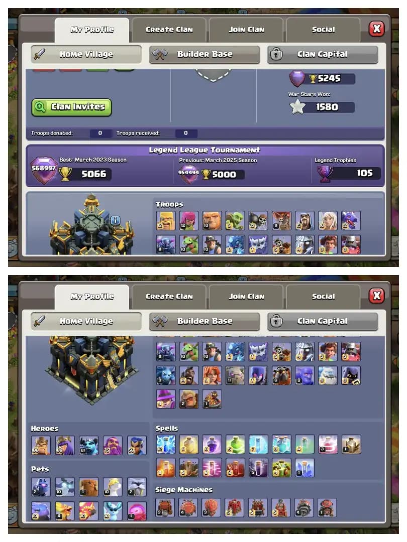 BEST OFFER ✔️ TH 17 MAX ACCOUNT 😱 4 HEROS MAX 🚀 HEROS 100-100-81-75-50 🔥 HIGH EPIC EQUIPMENT 🚀 HEROS SKIN ✔️ EVERY SIDE PERFECT 🔥 BEST DEAL