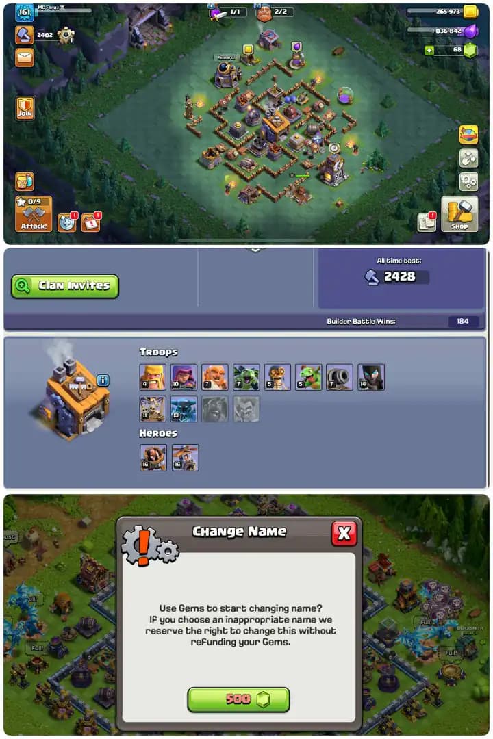 Premium Th15-Full Max Defence-War Arena Scenery-Hero[46-55-40-39-18]-7xEpic Equipment[Sb20-Gg14-Fa17-Fb20-Eb10-Rs17-Bp].