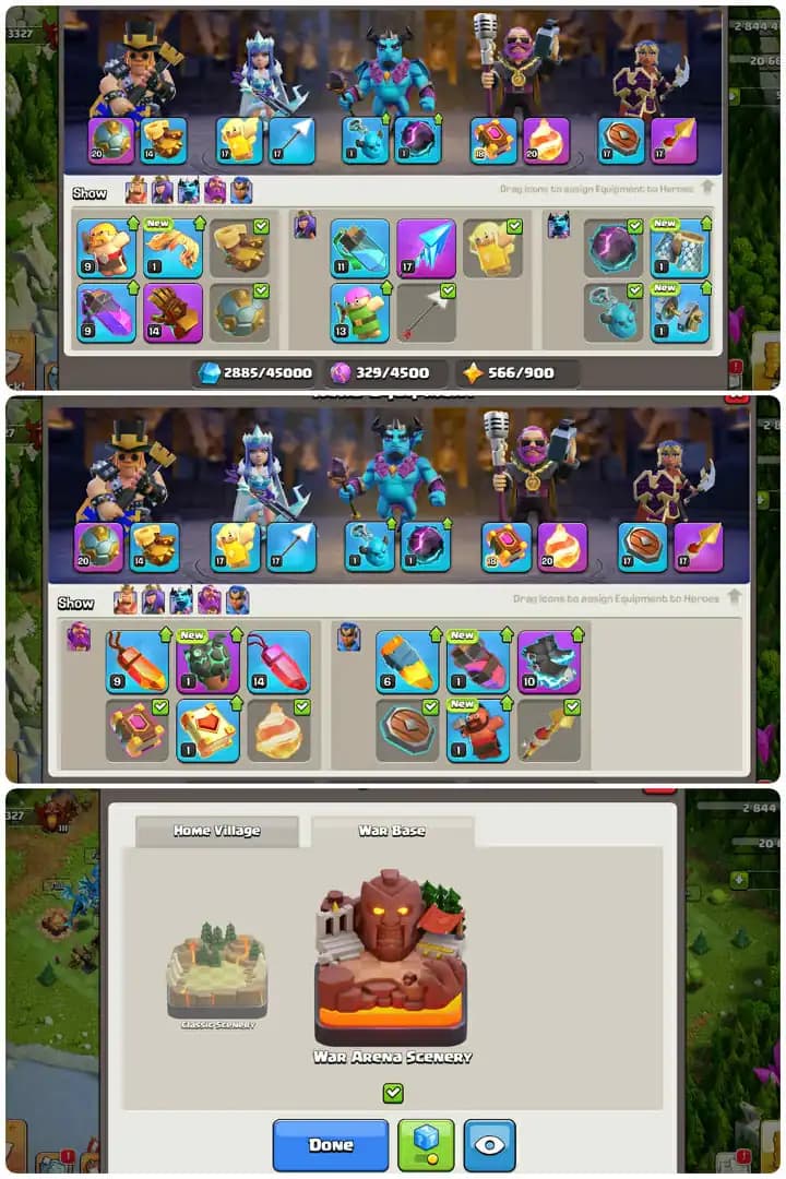 Premium Th15-Full Max Defence-War Arena Scenery-Hero[46-55-40-39-18]-7xEpic Equipment[Sb20-Gg14-Fa17-Fb20-Eb10-Rs17-Bp].