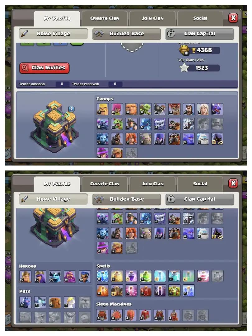 SUPER OFFER ✔️ TH 14 FULL MAX ACCOUNT 🛎️ XP-223 🔥 EVERY SIDE MAX ⚡ NOTHING LEFT ✔️ EPIC EQUIPMENT 🚀 HUGE COLLECTION ⚡EVERY SIDE NICE ✔️ SUPER OFFER