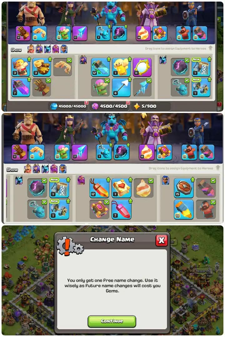 Rare Th16-Builder Base Full Max-Hero[40-61-70-46-45]-4xEpic Equipment[Gg11-Fa11-Fb14-Mm11]-221Xp-Defence Good-White Wall