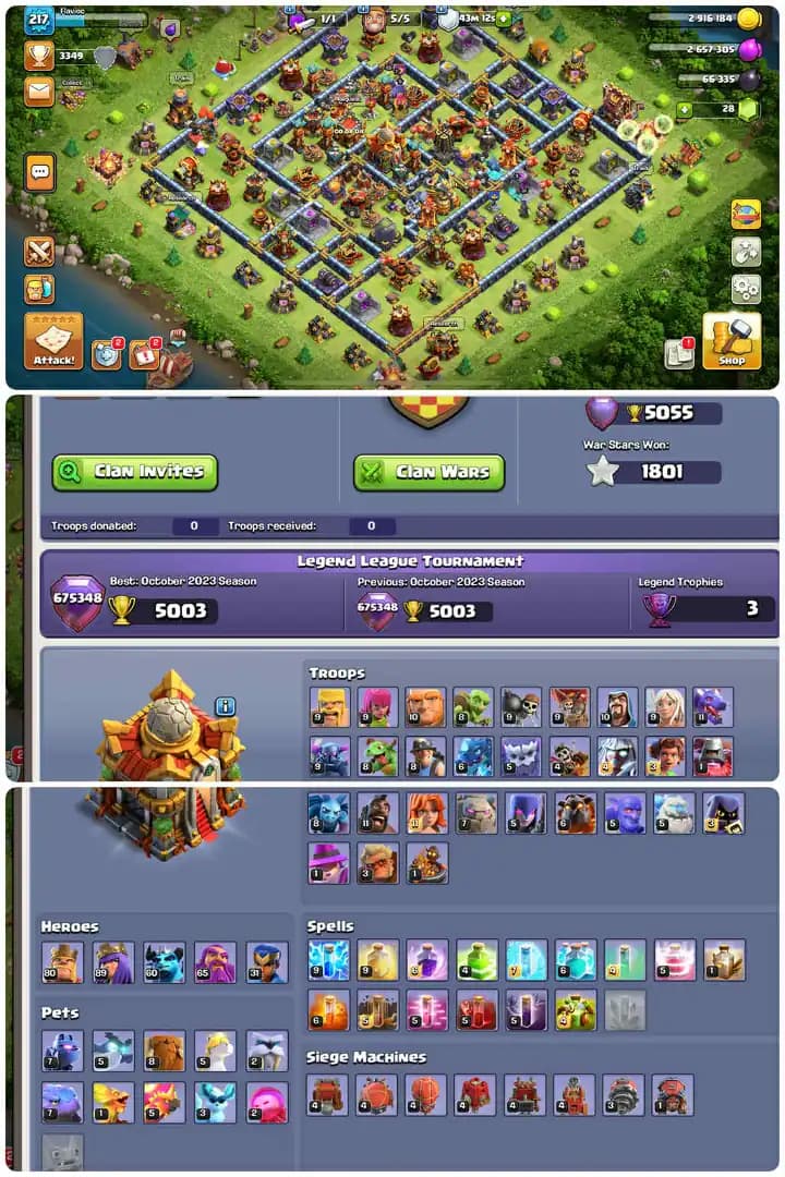Us Local-Th16-Full Max All Building-Hero[80-89-60-65-31]-6xEpic Equipment[Gg26-Sb17-Fb14-Eb23]-Dark Blue Wall