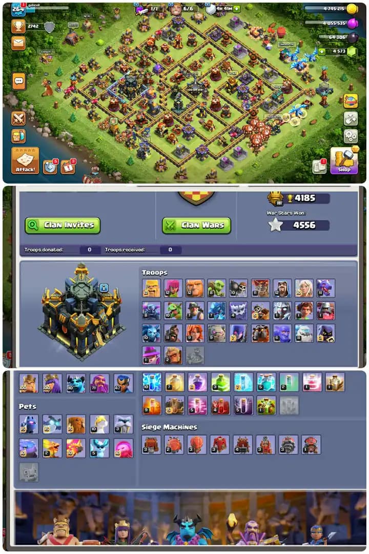 Ca!Canada  Local Th17-War Star[4556]-Hero[100-100-80-71-47]-Xp[264]-Medal[440]-Golden Walls-Defence Th16 Max