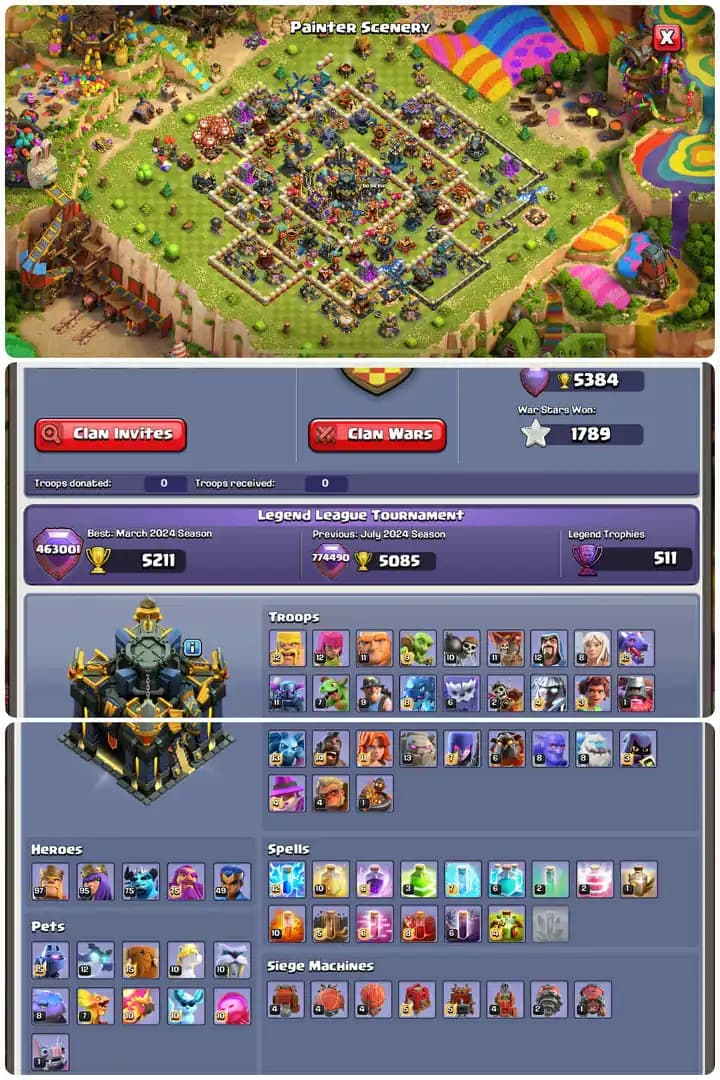 NL,NetherLand Local Th17-Hero Skin[45x]-Hero[97-95-75-75-49]-Defence Almost Max-Xp[234]-18xEquipment Max[Rs27-Fb27]