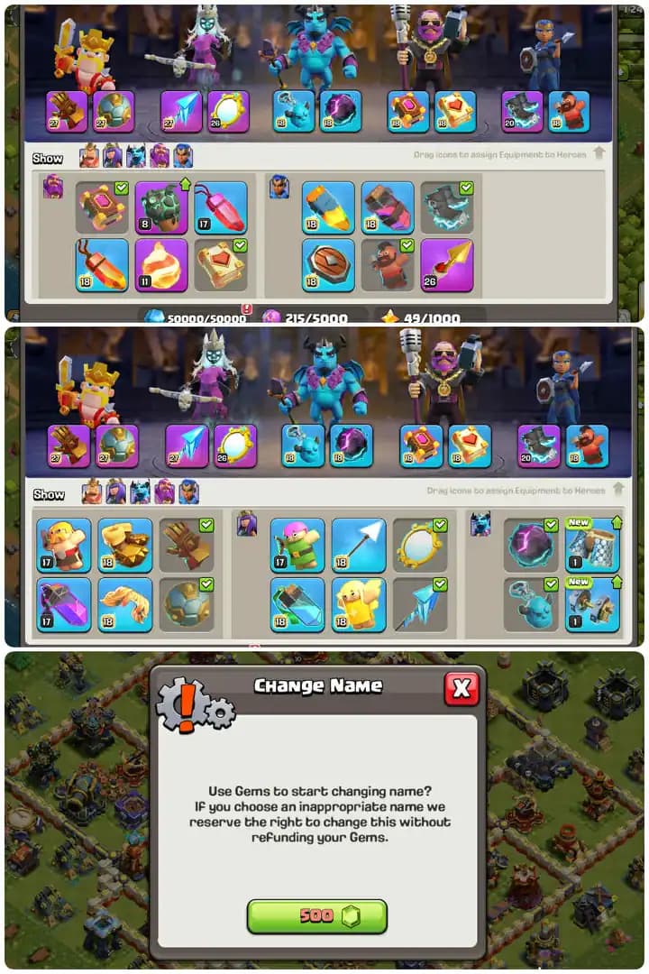 Exclusive Th17-Xp[291]-Hero[95-100-81-75-46]-6xEpic Equipment Max Almost-10k Legend Trophy-MaxBuilderBase-CoreDefenceMax