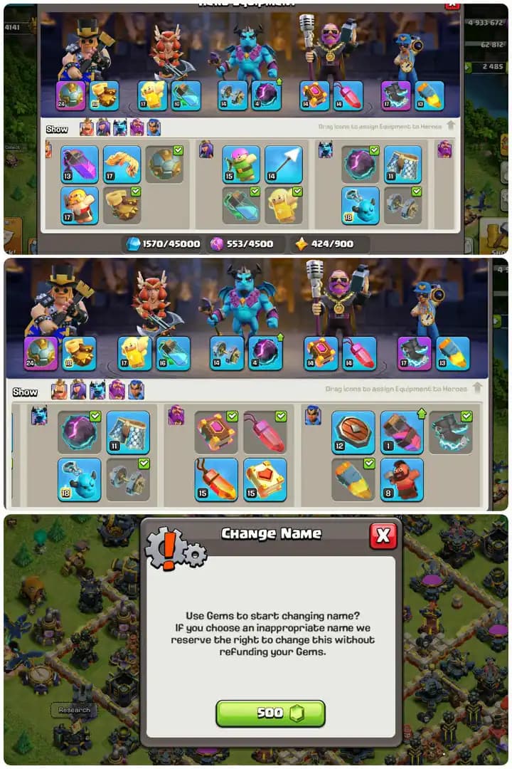 Defence Max Th17-Yellow Walls-Hero[80-91-70-75-40]-2xEpic Equipment[Sb24-Eb17]-Medal[239]-Max Builder Base-Check Photos