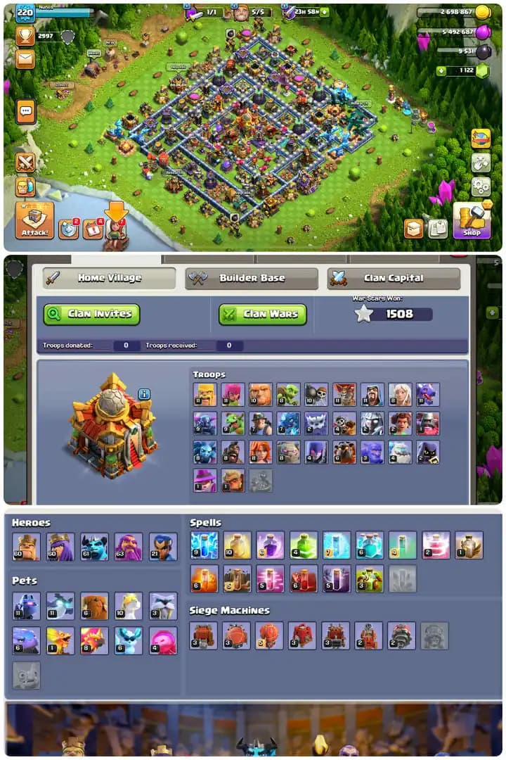 Premium Account-Th16-Hero[60-60-61-63-21]-Blue,Dark Blue Walls-Core Defence Max-Equipment Good