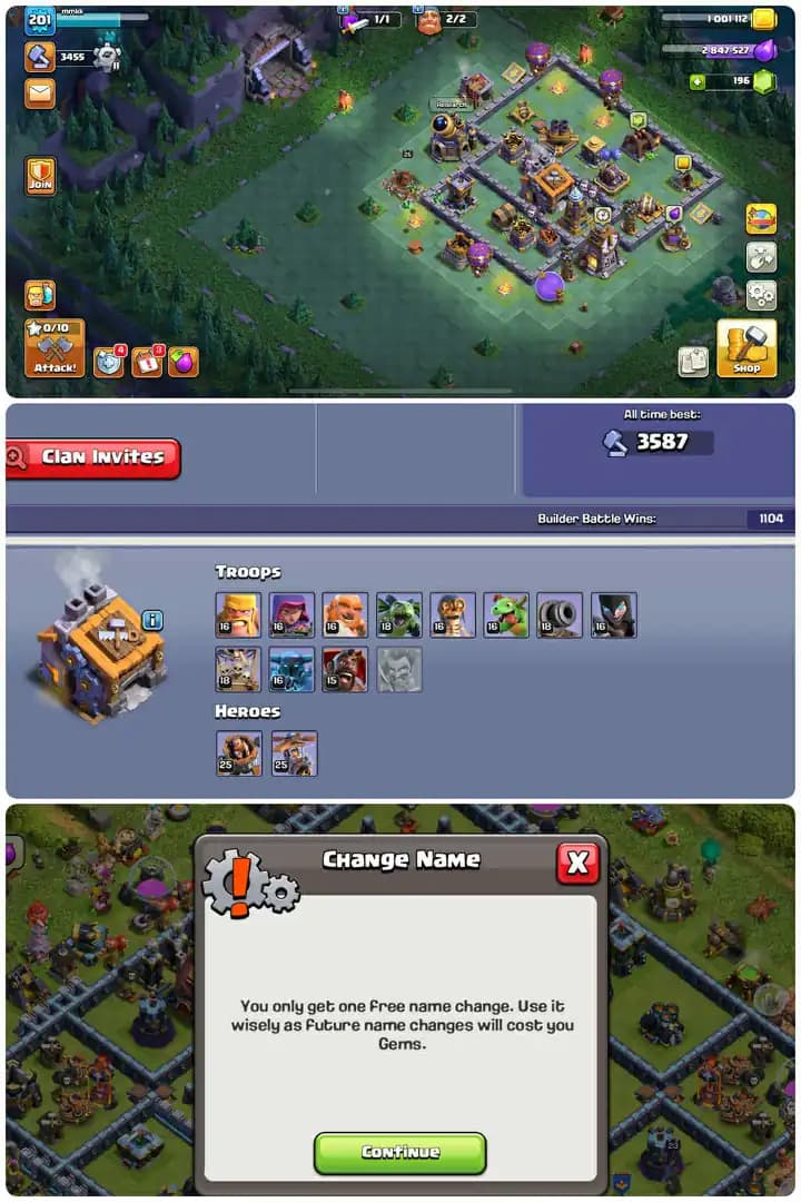 Full Max Th13-Hero[72-74-40-50-23]-Defence Maxed-Labratory Almost Maxed-Dark Blue,Blue Walls-Huge Magic Items.