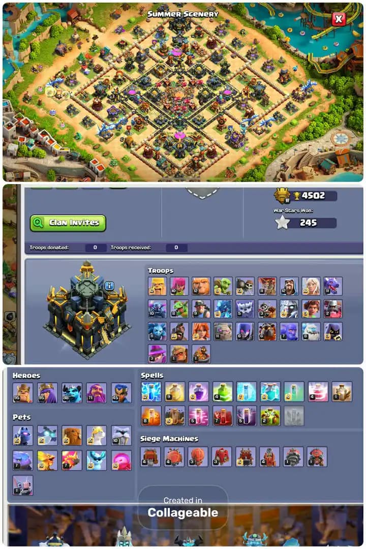 Fr/France Local Th17-Hero[95-95-88-71-45]-7xPets Max-Defence Max-Walls Half Max-5xBest Epic Equipment-Heros Skin[27x