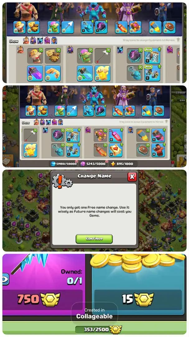 Es/Spain Local Th17-Hero[95-97-75-74-48]-8xPets Max-Ores Full-Medal[358]-Level[250]-Defence Maxed-Max Builder Base