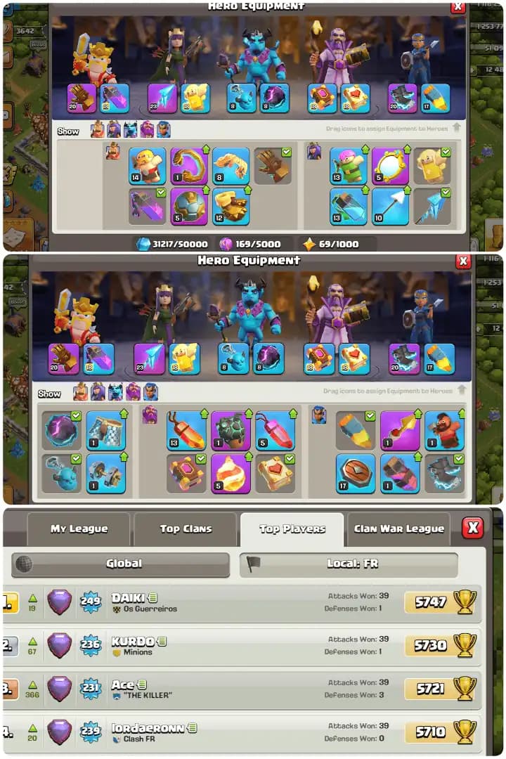 Fa/France Local Th16-[Old 2012-16,19-24Xmas Tree]-Rare Old Obstacles-Hero[67-71-61-65-30]-Gems[12487]-9xEpic Equipment- fastest delivery