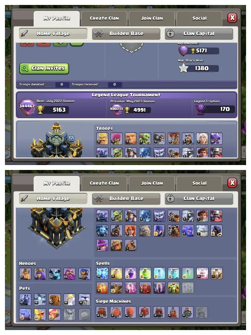 Super Offer ✔️ Th 16 Almost Max Account 🛎️ Heros 87-91-60-65-40 🔥 High Def+Troops 🚀 Nc Free 🔥 Good Account ✔️ Every Side Wow 🚀 Best Offer