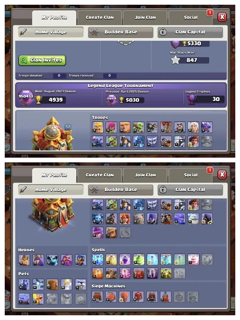 High Wall ✔️ Th 16 Almost Max Account 🛎️ Heros 70-78-41-51-23 ✔️ Equipment 🔥 Almost Max Account ✔️ Every Side Wow 🚀 Best Offer