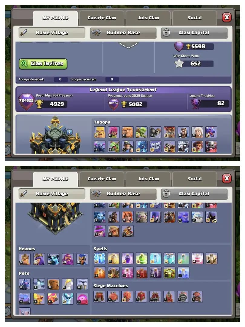 Exclusive Offer 🚀 Th 17 Almost Max Account ✔️ MAX WALL 🛎️ Heros 72-100-63-60-35 🔥 Super Epic equipment ✔️ Heros skin🎗️Nc free ✔️ Max Def+Lab 🛎️ Nice Offer