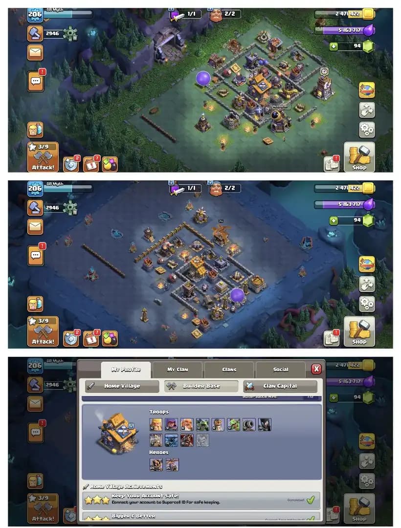Pure Offer 🔥 Th 17 Super Quality Account 🚀 Golden wall 🔥 High Equipment ✔️ Heros 64-72-40-53-37 🔥 High Def+Lab 🛎️ Huge Collection 🔥 Every Side Super 🚀 Top Offer
