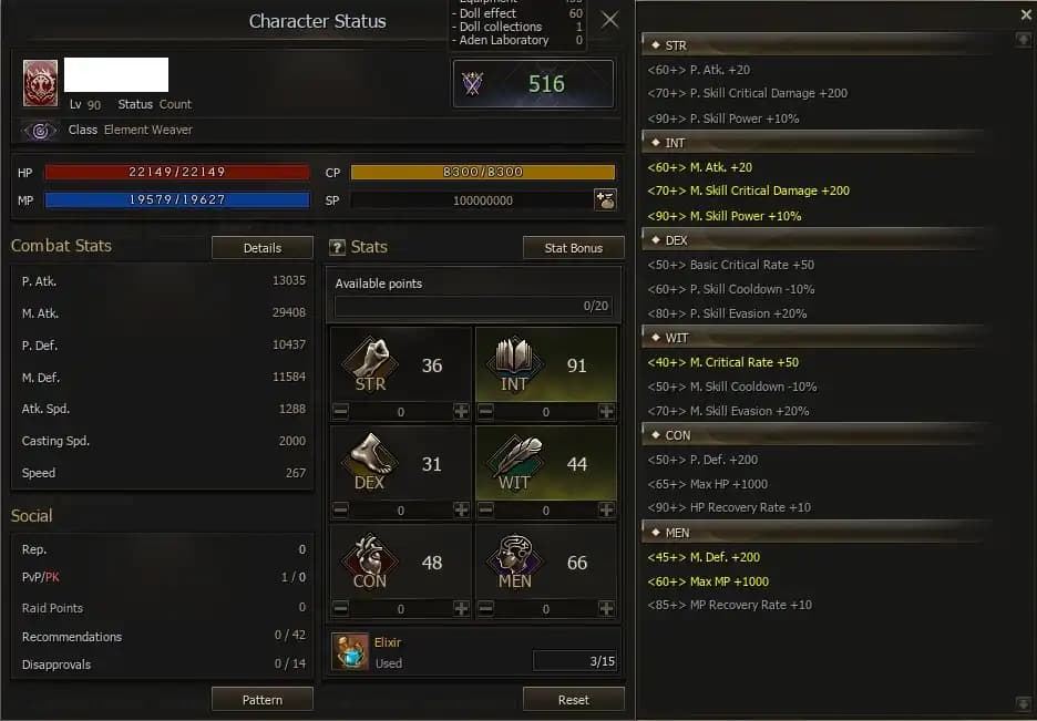 Element Weaver, 90 level, Dark Elf, Dressed (details in description)