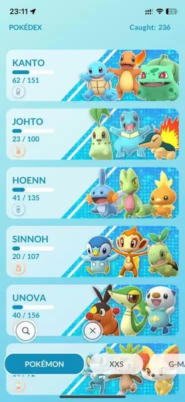 LvL 34, Stadurst 1M, 48 Pokemon, 11 Shiny, 25 Legend, 2 Perfect,2 Shiny legend, 5 Shadow legend